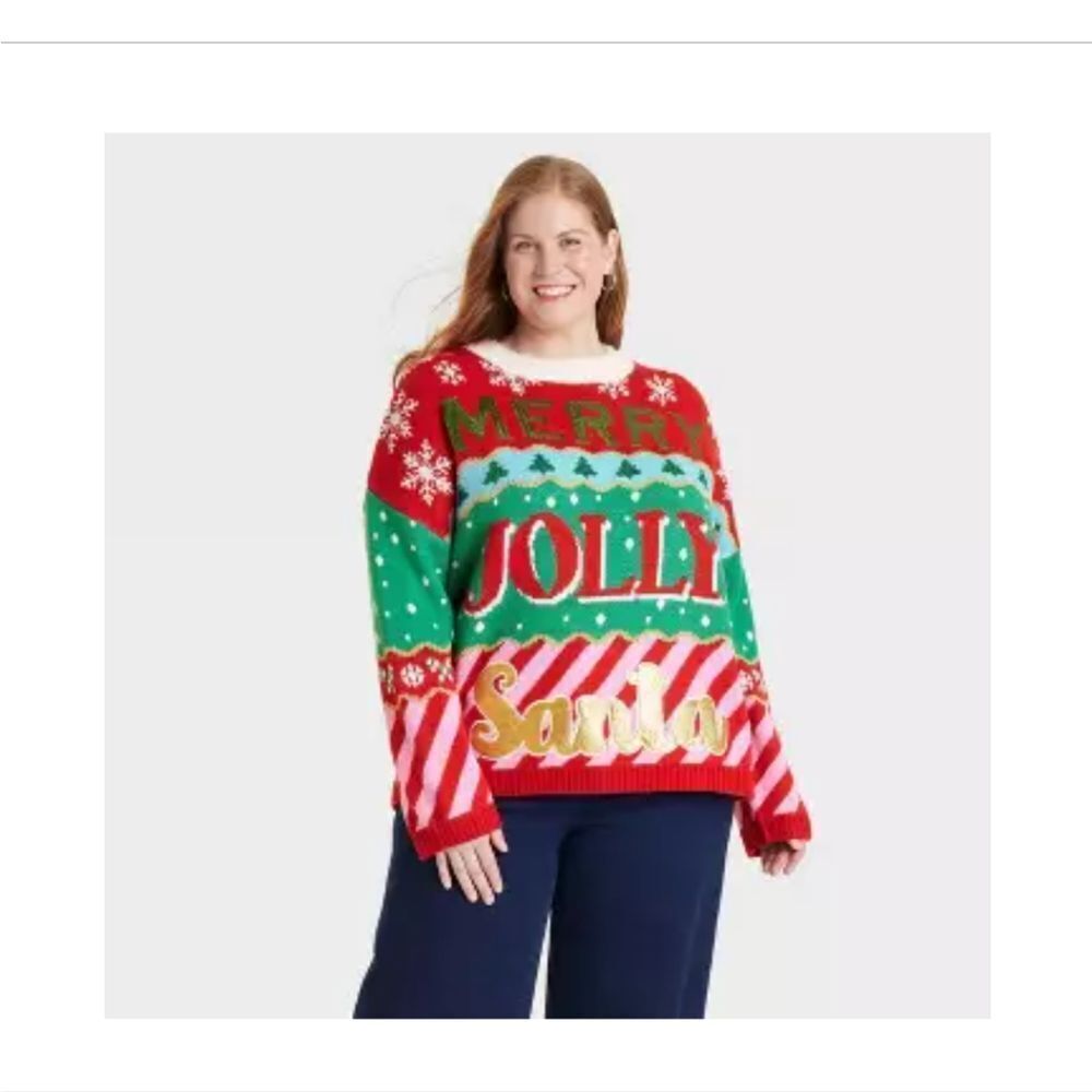 🆕🌲33 Degrees MERRY JOLLY SANTA Christmas Graphic Sweater, Sz 3X